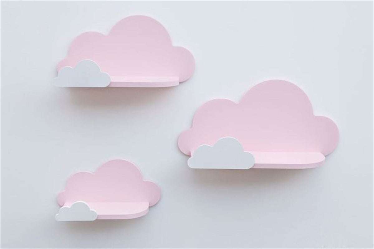 Jaju Baby 3'lü Pembe Kombinli Bulut Raf Set