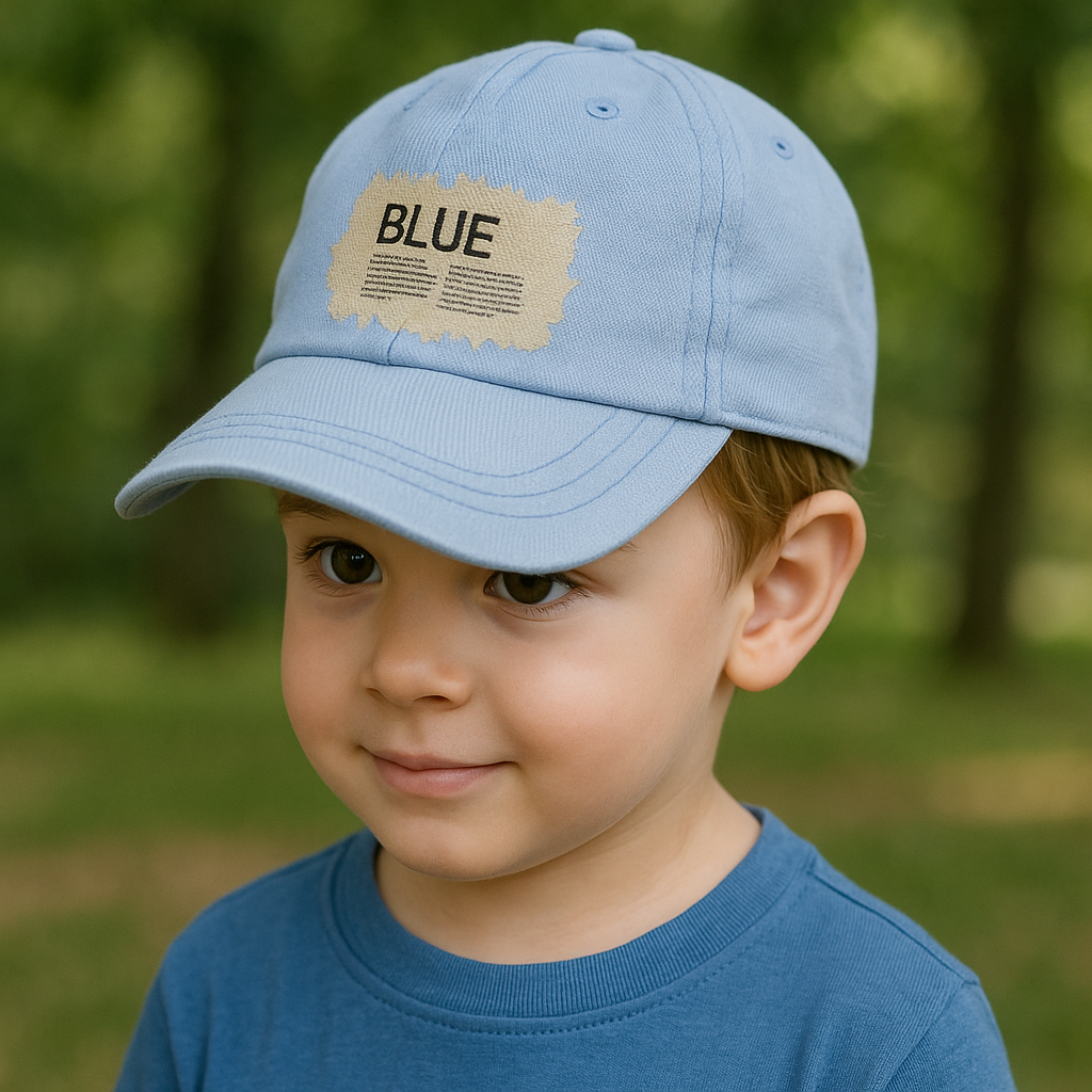 Jaju Baby 4-8 Yaş Bebe Mavi Blue Aplikeli Çocuk Erkek Şapka