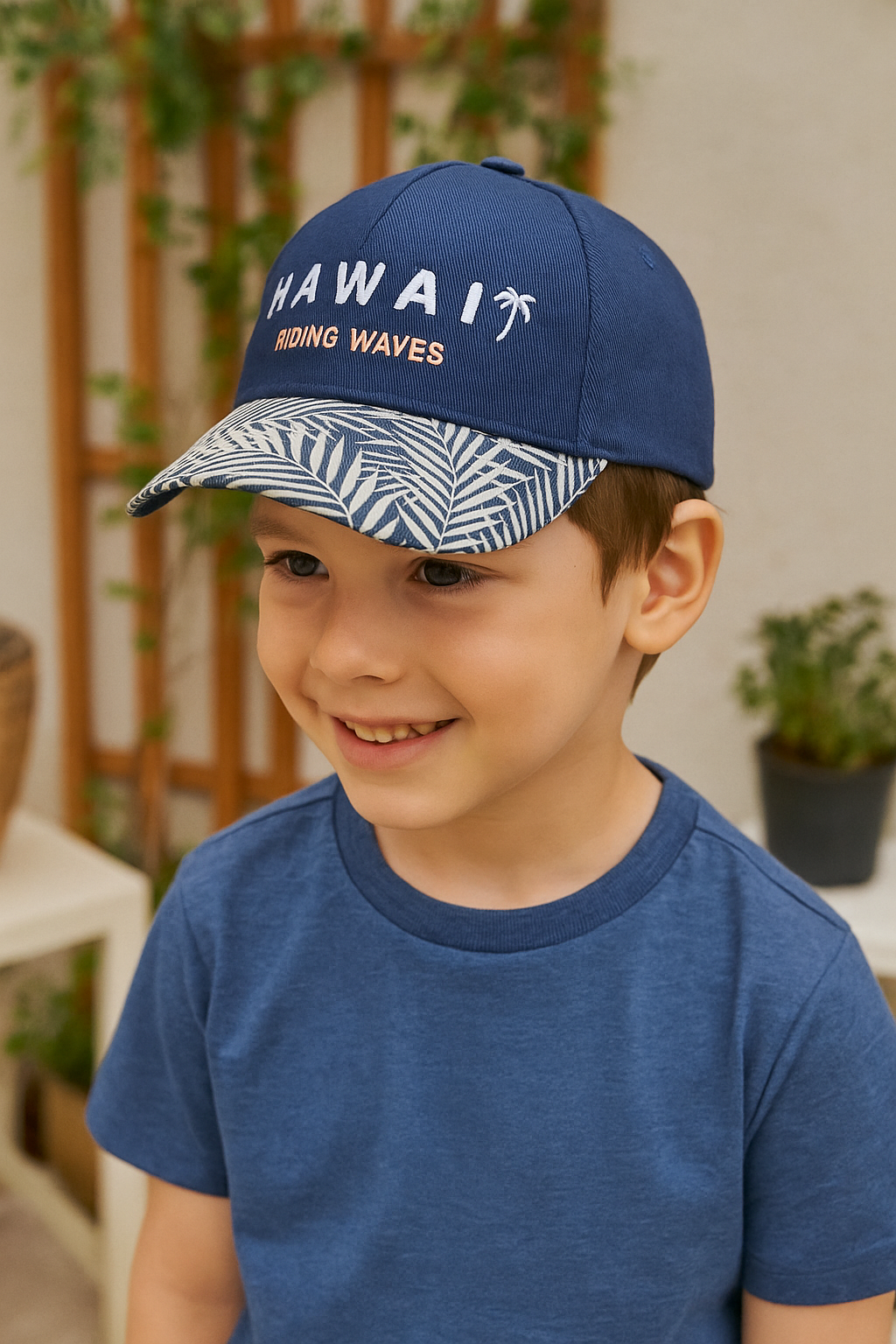 Jaju Baby 4-8 Yaş Erkek Çocuk Hawai Baskılı Şapka 