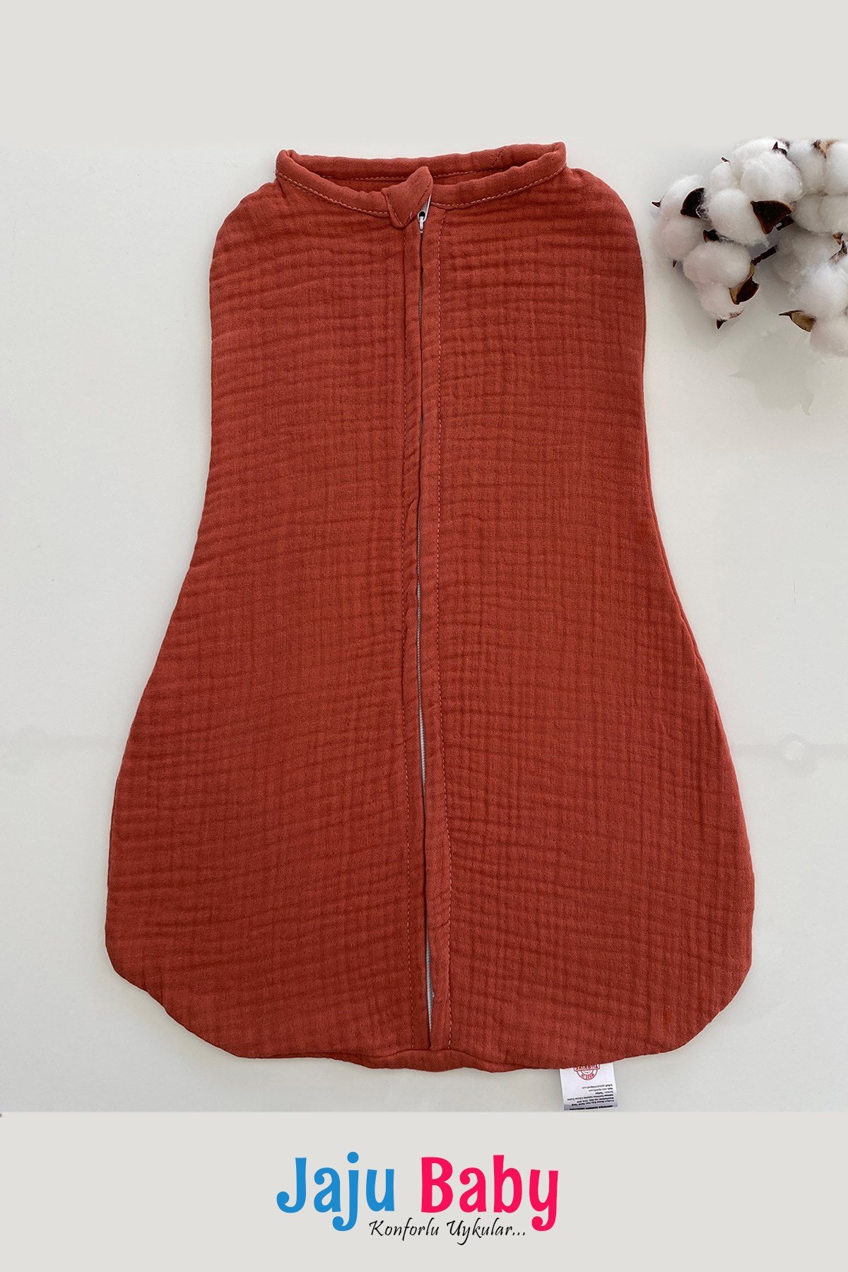 Jaju Baby 4 Katlı Pamuklu Antialerjik Bambu Müslin Kundak Kiremit Renk