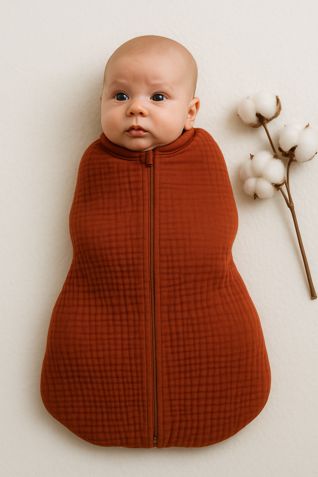 Jaju Baby 4 Katlı Pamuklu Antialerjik Bambu Müslin Kundak Kiremit Renk