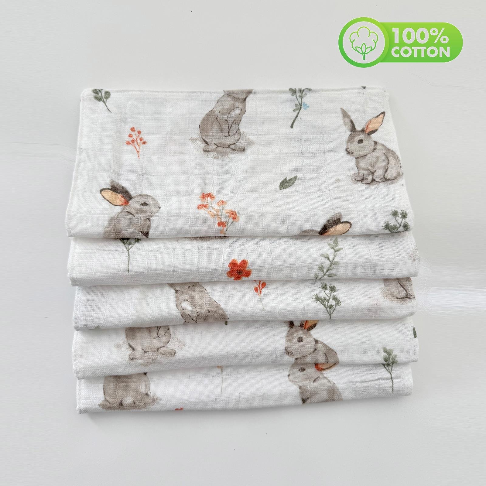 Jaju Baby 5 Adet %100 Organik Pamuk Çift Katlı Müslin Kumaş %100 Pamuk Müslin Omuz Örtüsü Ağız Mendili Sırt Mendili Hardal ve Desenli