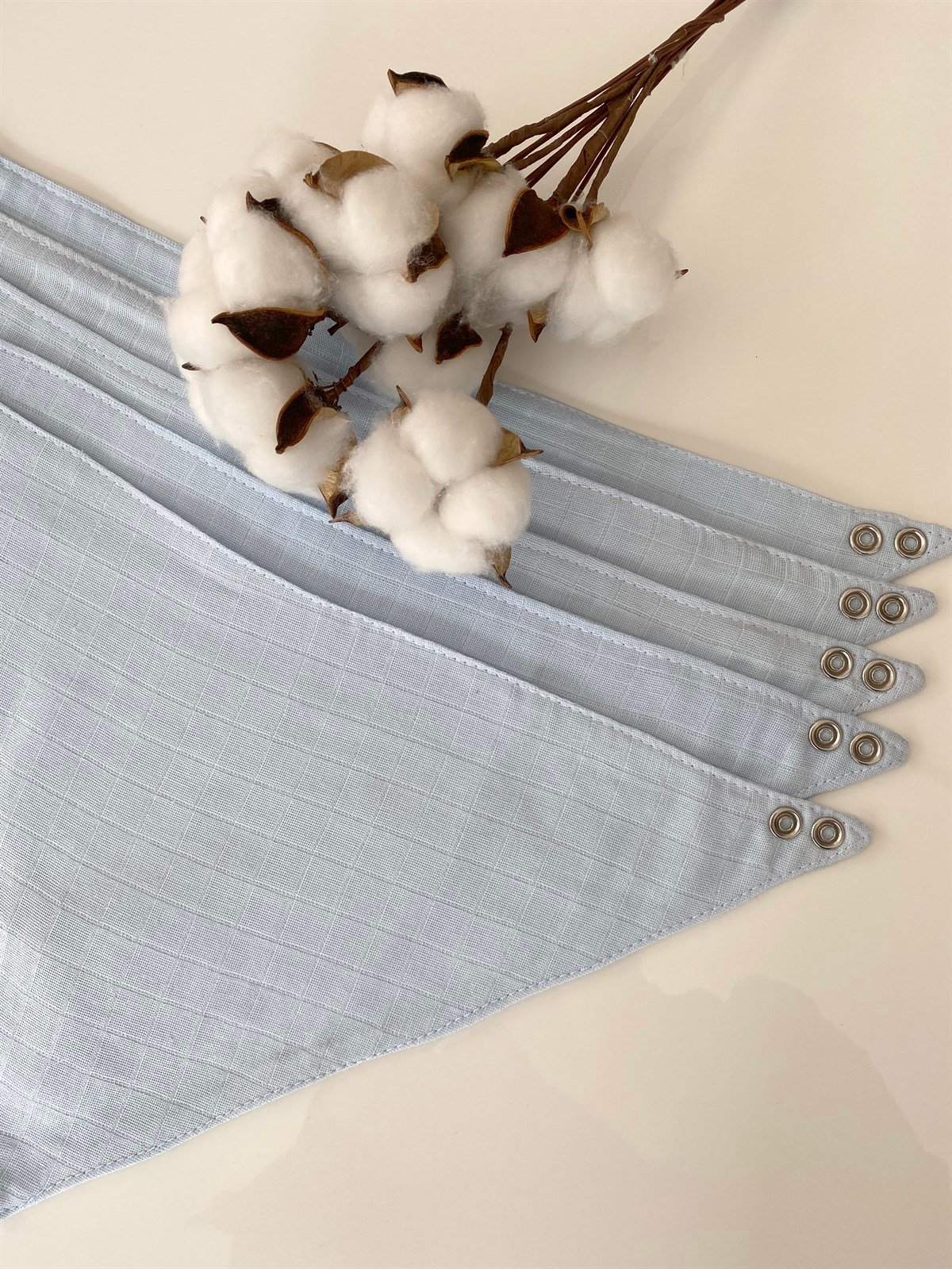 Jaju Baby 5 Adet %100 Organik Pamuk Çift Katlı Müslin Kumaş Iki Çıtçıtlı Bebek Salya Önlük & Fular meva müslin önlük fular Mavi