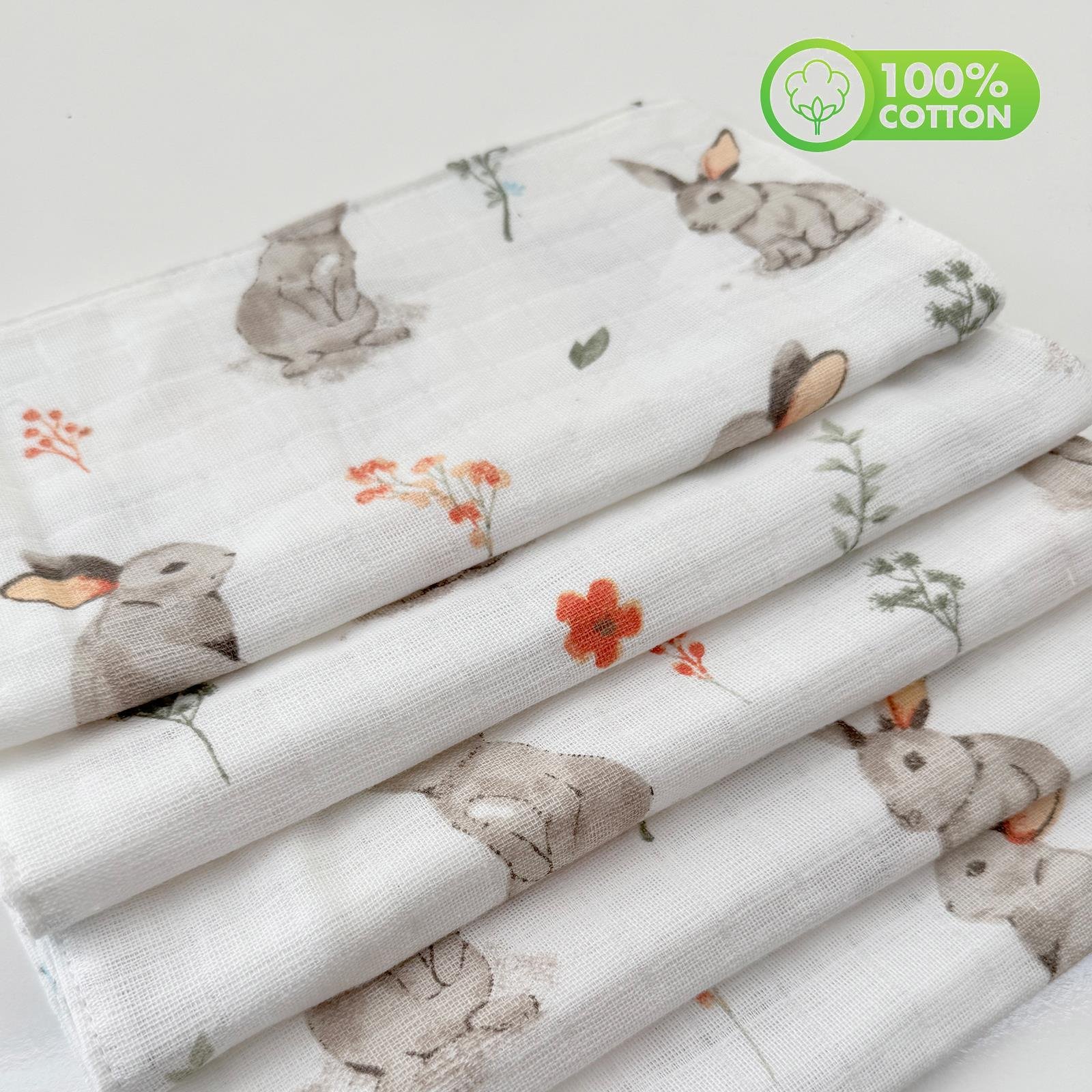 Jaju Baby 5 Adet %100 Organik Pamuk Çift Katlı Müslin Kumaş %100 Pamuk Müslin Omuz Örtüsü Ağız Mendili Sırt Mendili Hardal ve Desenli