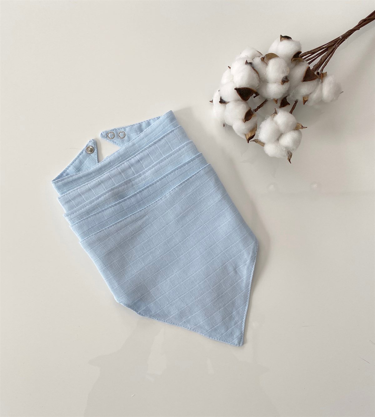 Jaju Baby 5 Adet %100 Organik Pamuk Çift Katlı Müslin Kumaş Iki Çıtçıtlı Bebek Salya Önlük & Fular meva müslin önlük fular Mavi