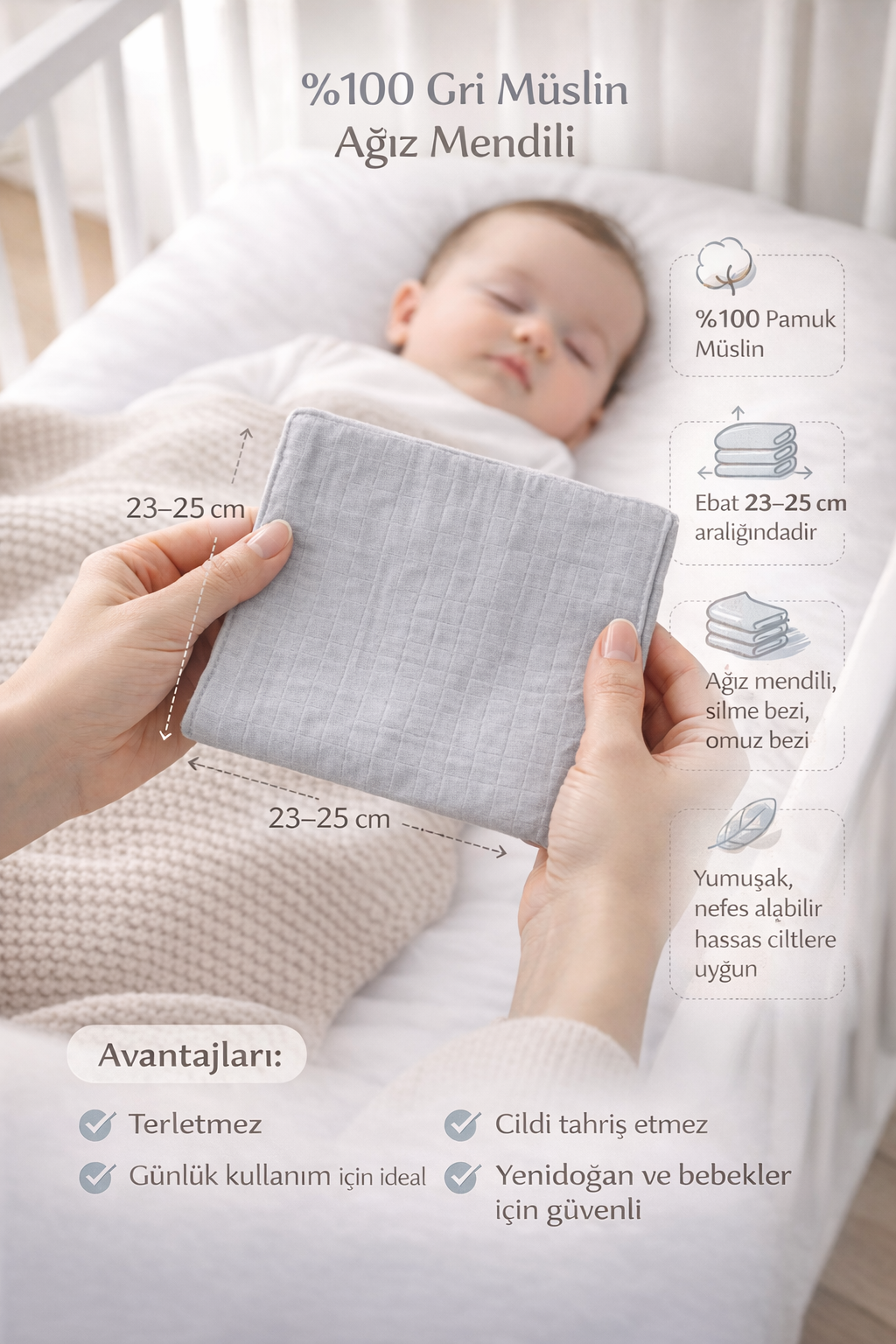 Jaju Baby 5 Adet %100 Organik Pamuk Çift Katlı Müslin Kumaş %100 Pamuk Müslin Omuz Örtüsü Ağız Mendili Sırt Mendili Pembe Gökkuşağı