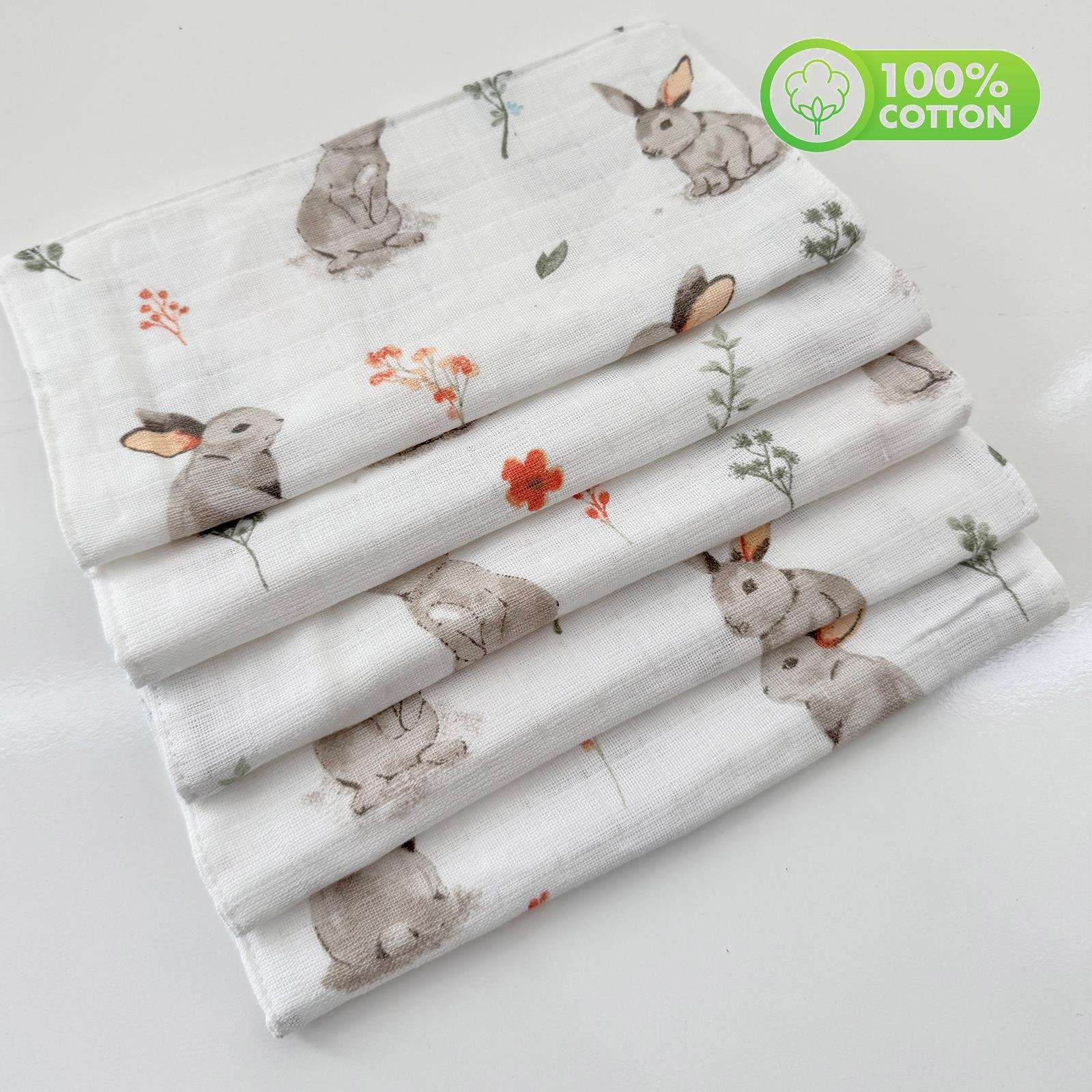 Jaju Baby 5 Adet %100 Organik Pamuk Çift Katlı Müslin Kumaş %100 Pamuk Müslin Omuz Örtüsü Ağız Mendili Sırt Mendili Hardal ve Desenli