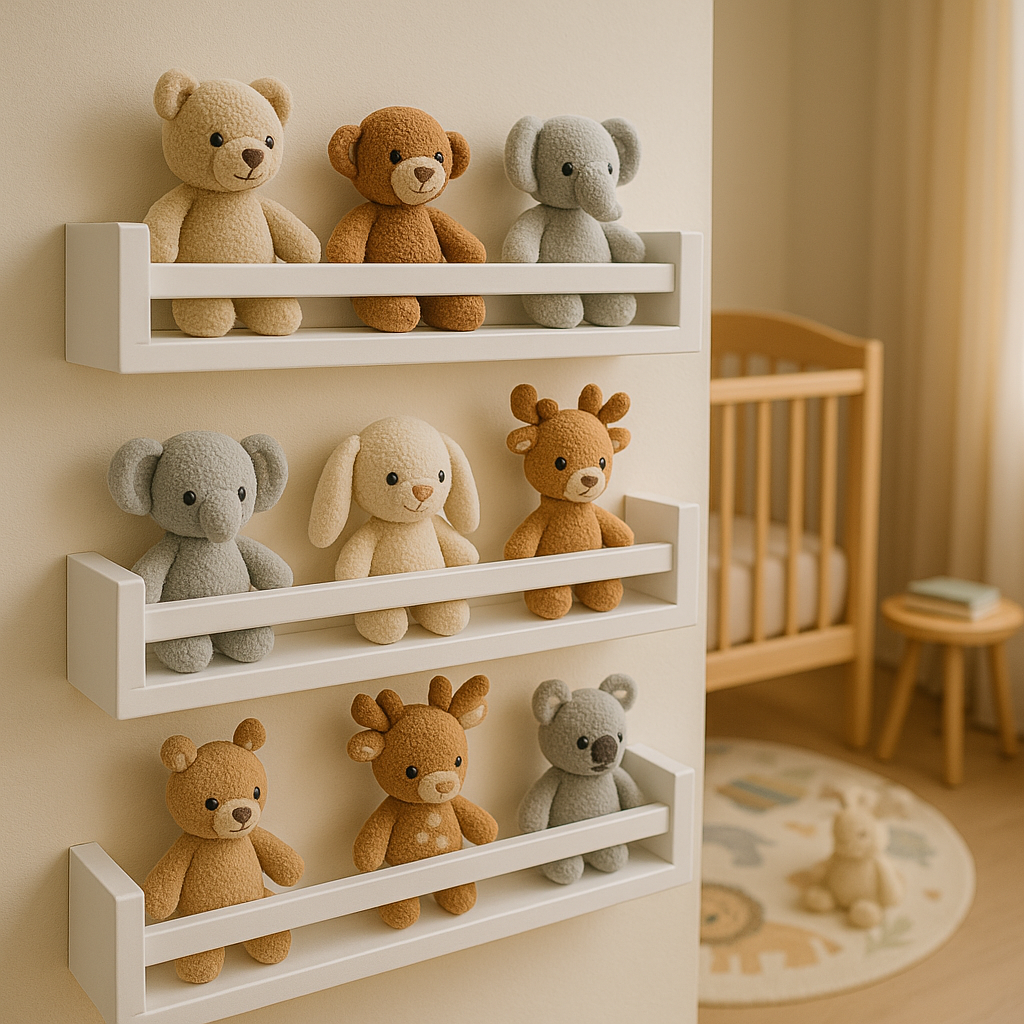 Jaju Baby 50 Cm 3 Lü Beyaz Ahşap Raf Baharat Rafı Kitaplık Montessori