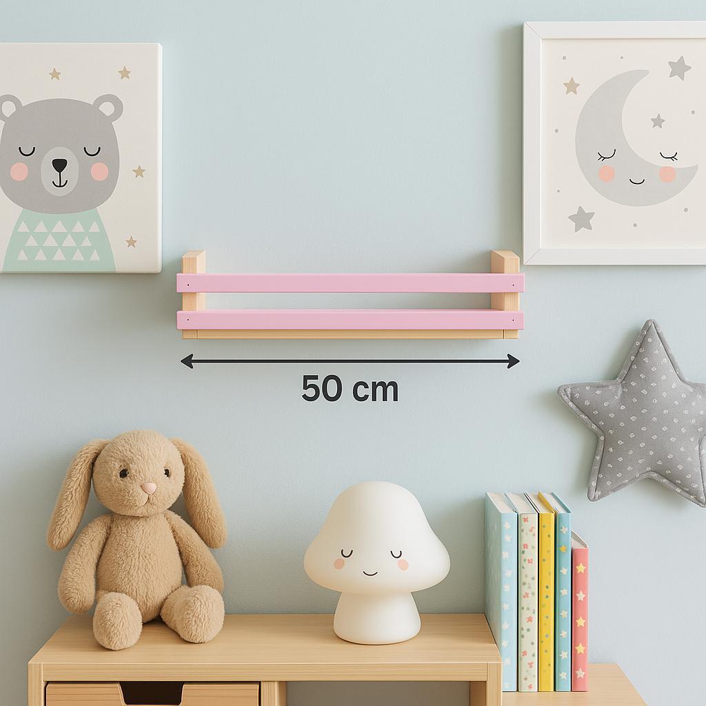 Jaju Baby 60 Cm 1 Adet Gri Ahşap Raf Montessori Kitaplık Çocuk Odası Aksesuar Dekorasyon Mobilya