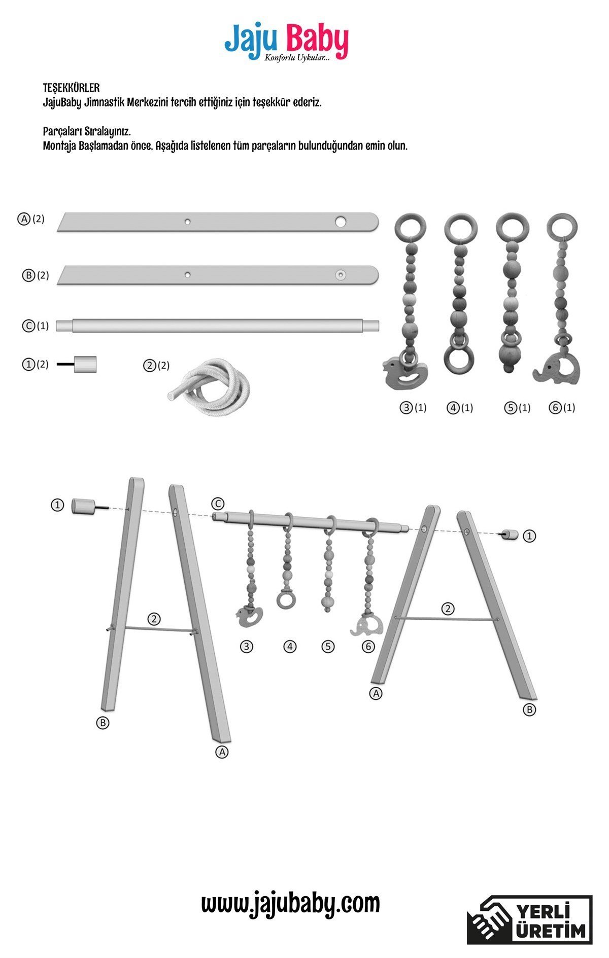 Jaju Baby Ahşap Bebek Jimnastik & Egzersiz & Oyun Alanı