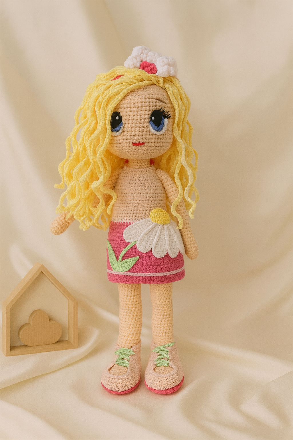 Jaju Baby Amigurumi Sarı Saçlı Kız 40 cm