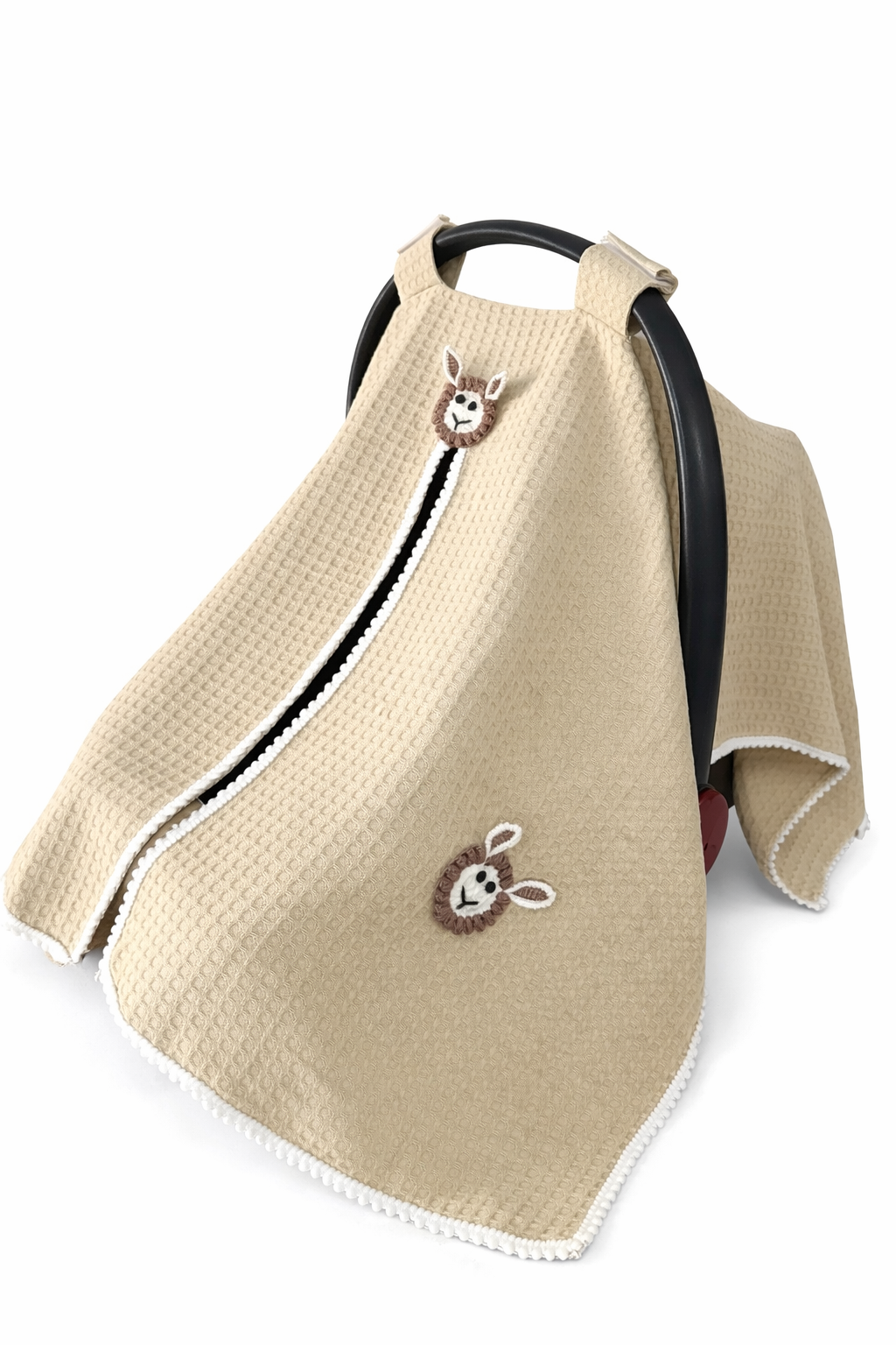 Jaju Baby Bej Waffle Kumaş Organik Kuzu Tasarım Puset Örtüsü