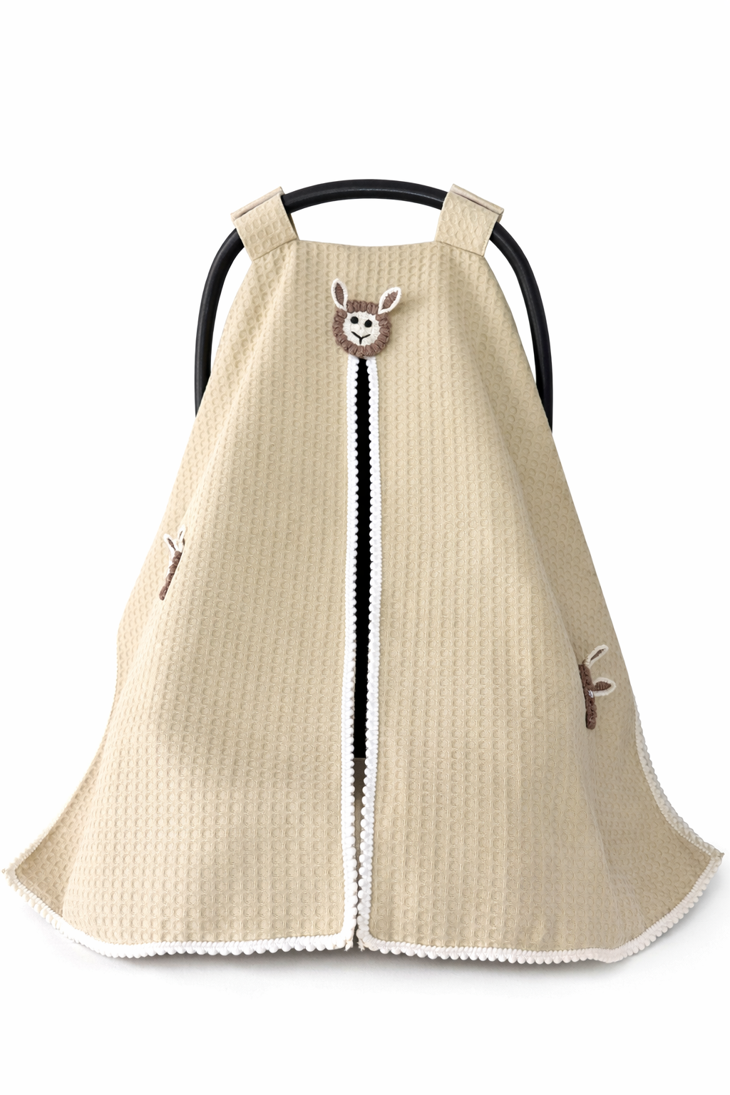 Jaju Baby Bej Waffle Kumaş Organik Kuzu Tasarım Puset Örtüsü