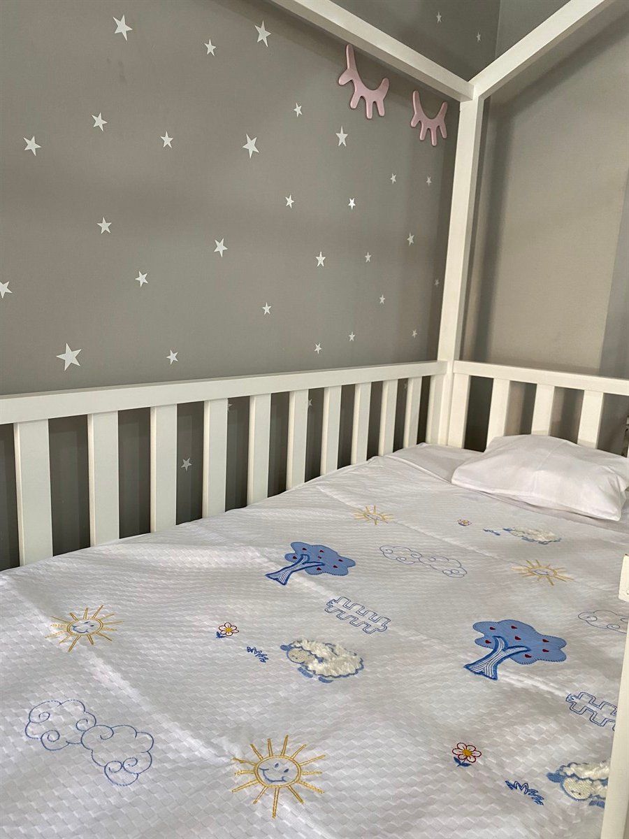 Jaju Baby Beyaz Sevimli Kuzu Baskılı Pike Takımı