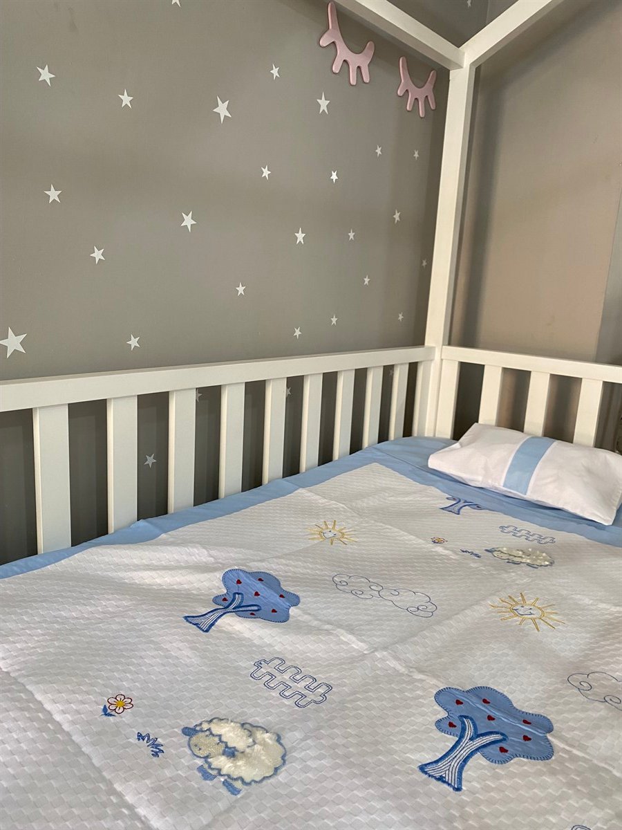 Jaju Baby Beyaz Sevimli Kuzu Baskılı Pike Takımı