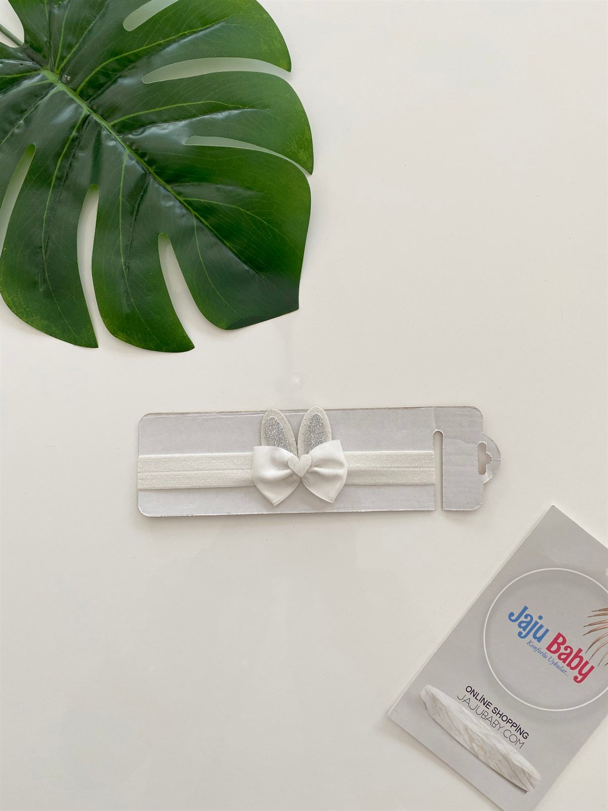 Jaju Baby Beyaz Tavşan Kulaklı Saç Bandı