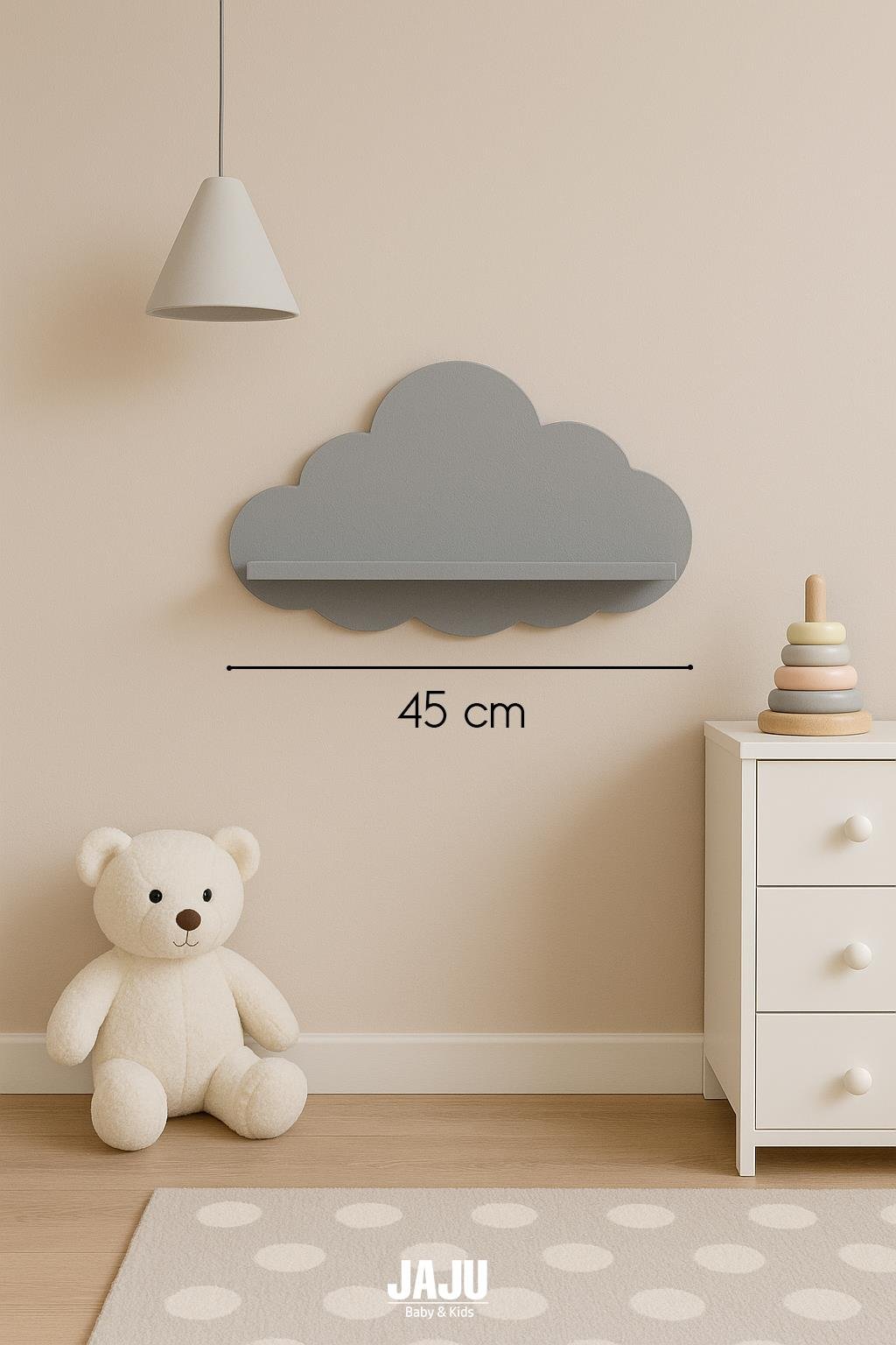 Jaju Baby Bulut Raf Gri 46x28Cm