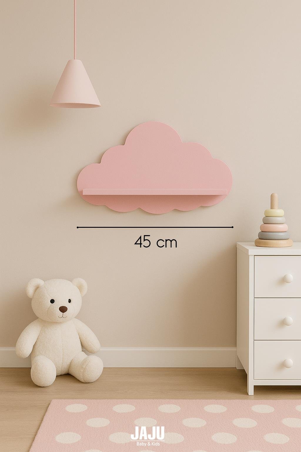 Jaju Baby Bulut Raf Pembe 46x28Cm