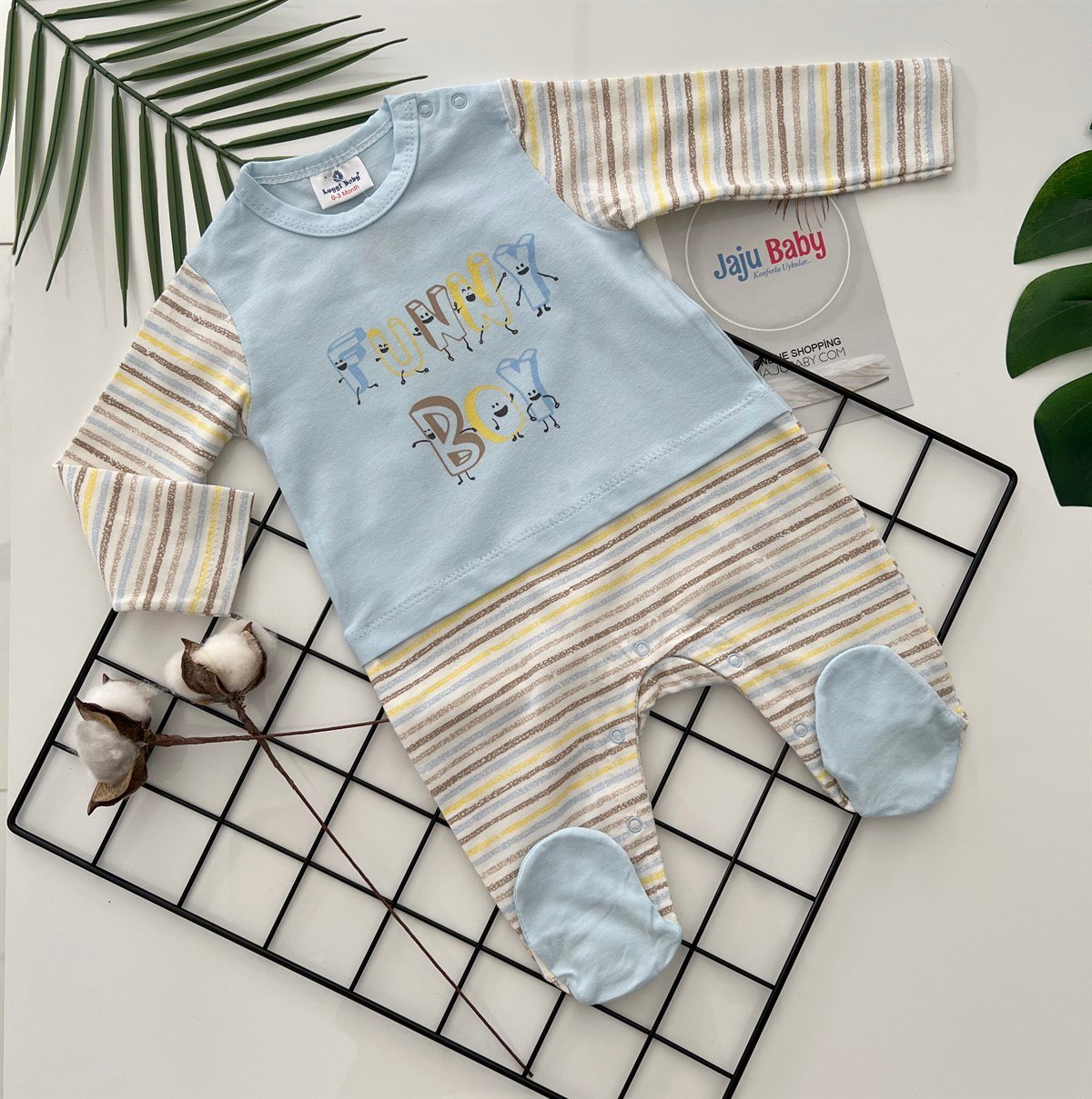 Jaju Baby Çizgi Desenli Bebek Tulum