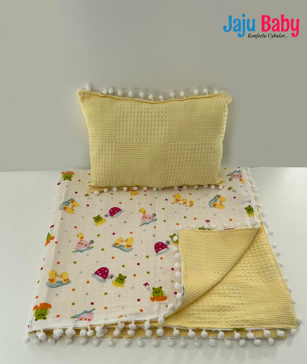 Jaju Baby Çok Amaçlı 100x100 Cm Müslin Bebek Battaniye & Yastık Set