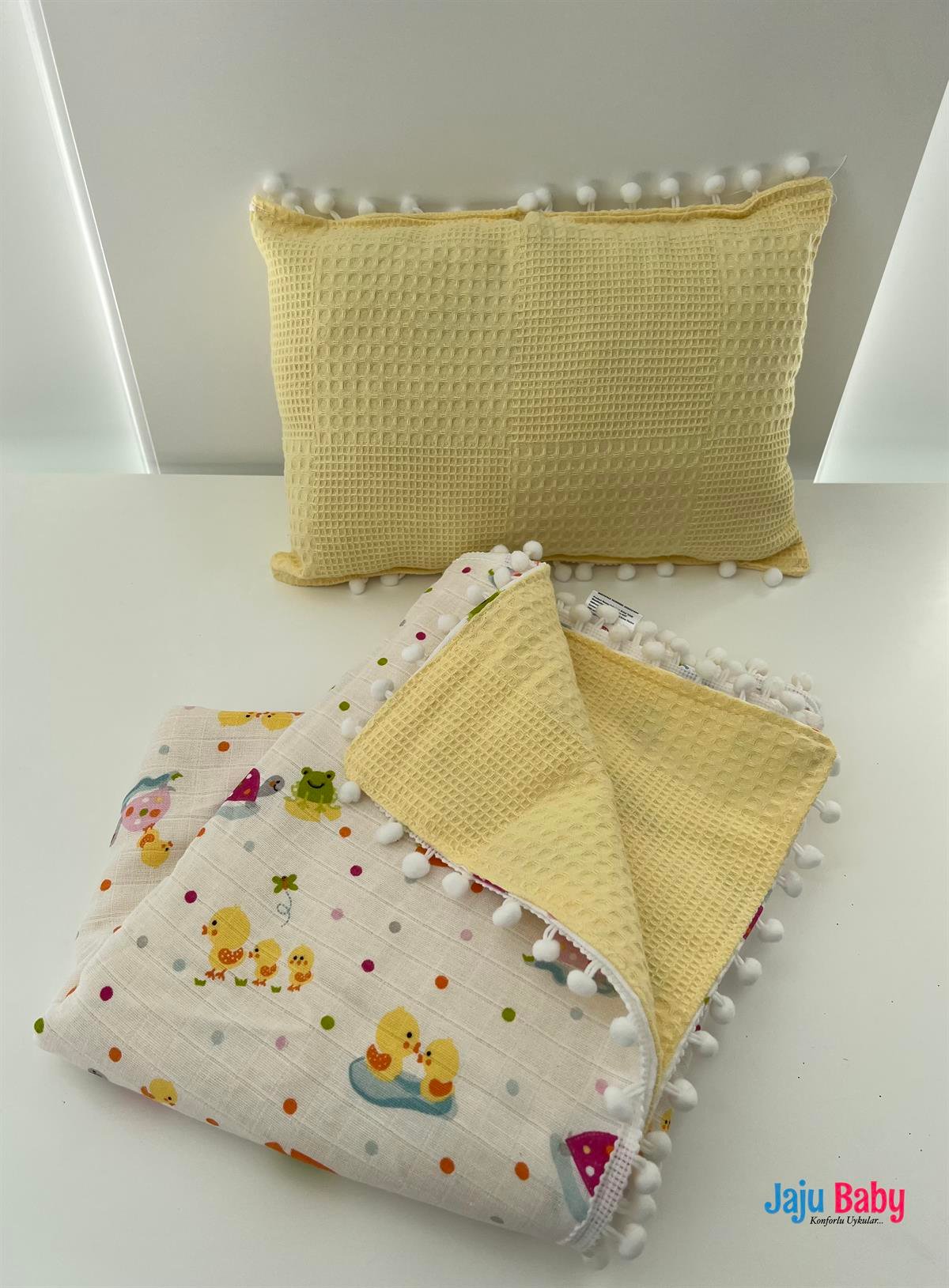 Jaju Baby Çok Amaçlı 100x100 Cm Müslin Bebek Battaniye & Yastık Set