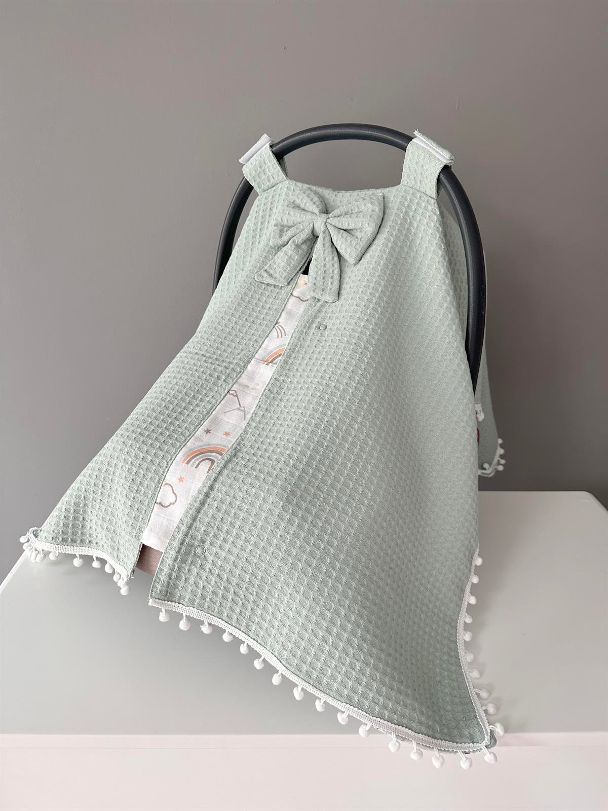 Jaju Baby Çok Amaçlı Pamuk Yeşil Pike Kumaş Puset Örtüsü