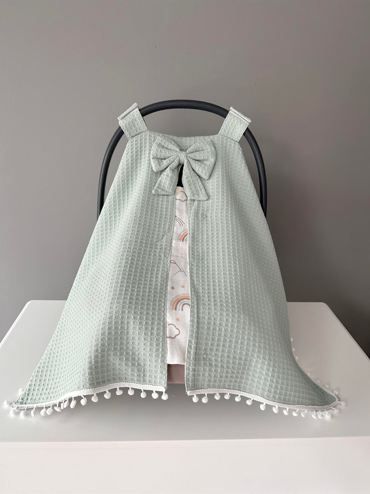 Jaju Baby Çok Amaçlı Pamuk Yeşil Pike Kumaş Puset Örtüsü