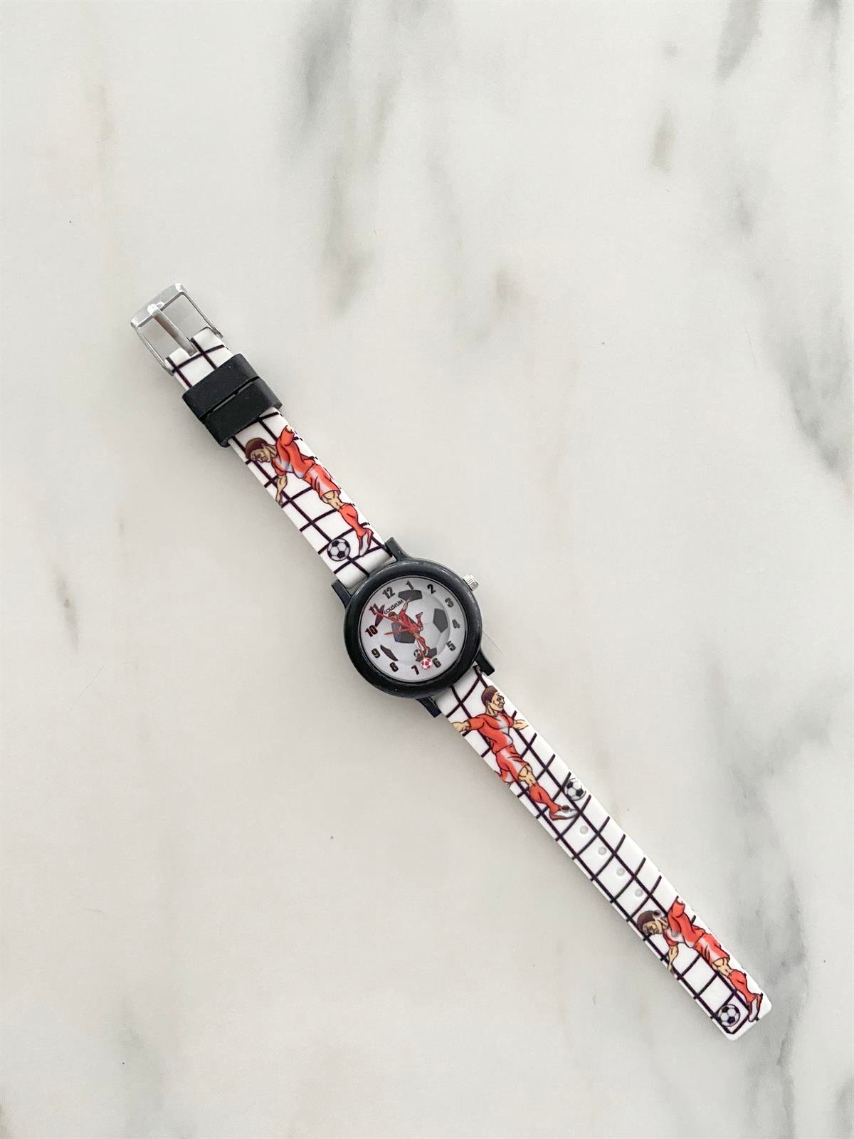 Jaju Baby Coliseum Siyah Beyaz Futbolcu Figürlü Çocuk Kol Saati