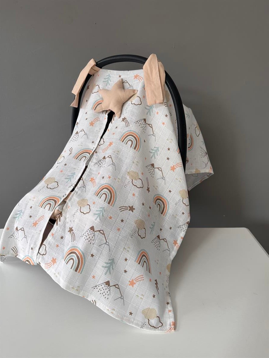 Jaju Baby Dağ Müslin Kumaş Organik Puset Örtüsü