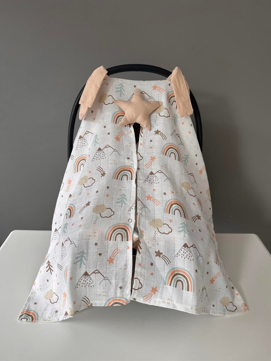 Jaju Baby Dağ Müslin Kumaş Organik Puset Örtüsü