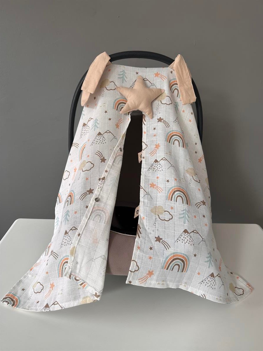 Jaju Baby Dağ Müslin Kumaş Organik Puset Örtüsü