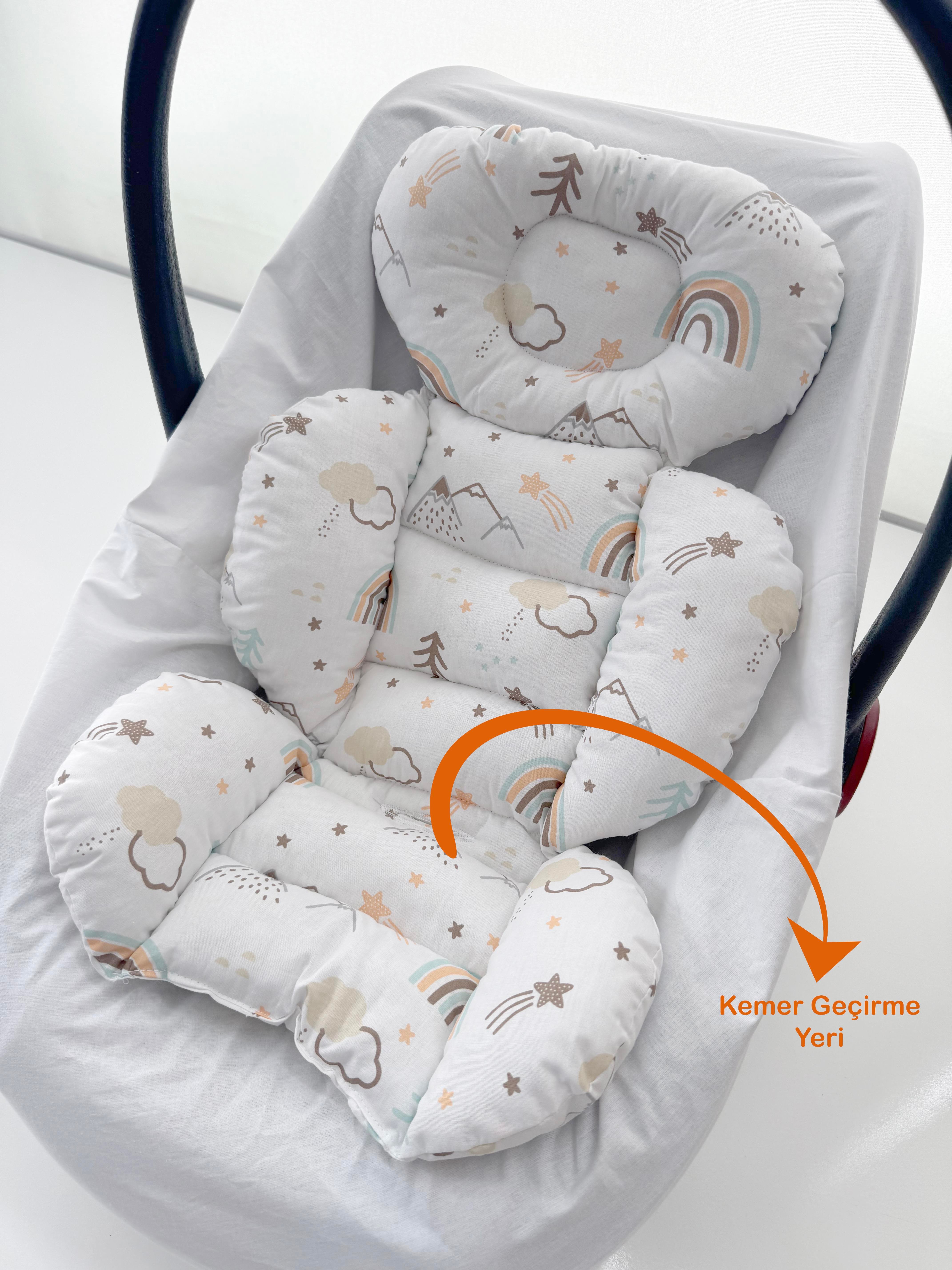 Jaju Baby Dağ ve Gökkuşağı Desenli Puset Minderi  Oto Koltuğu Minderi