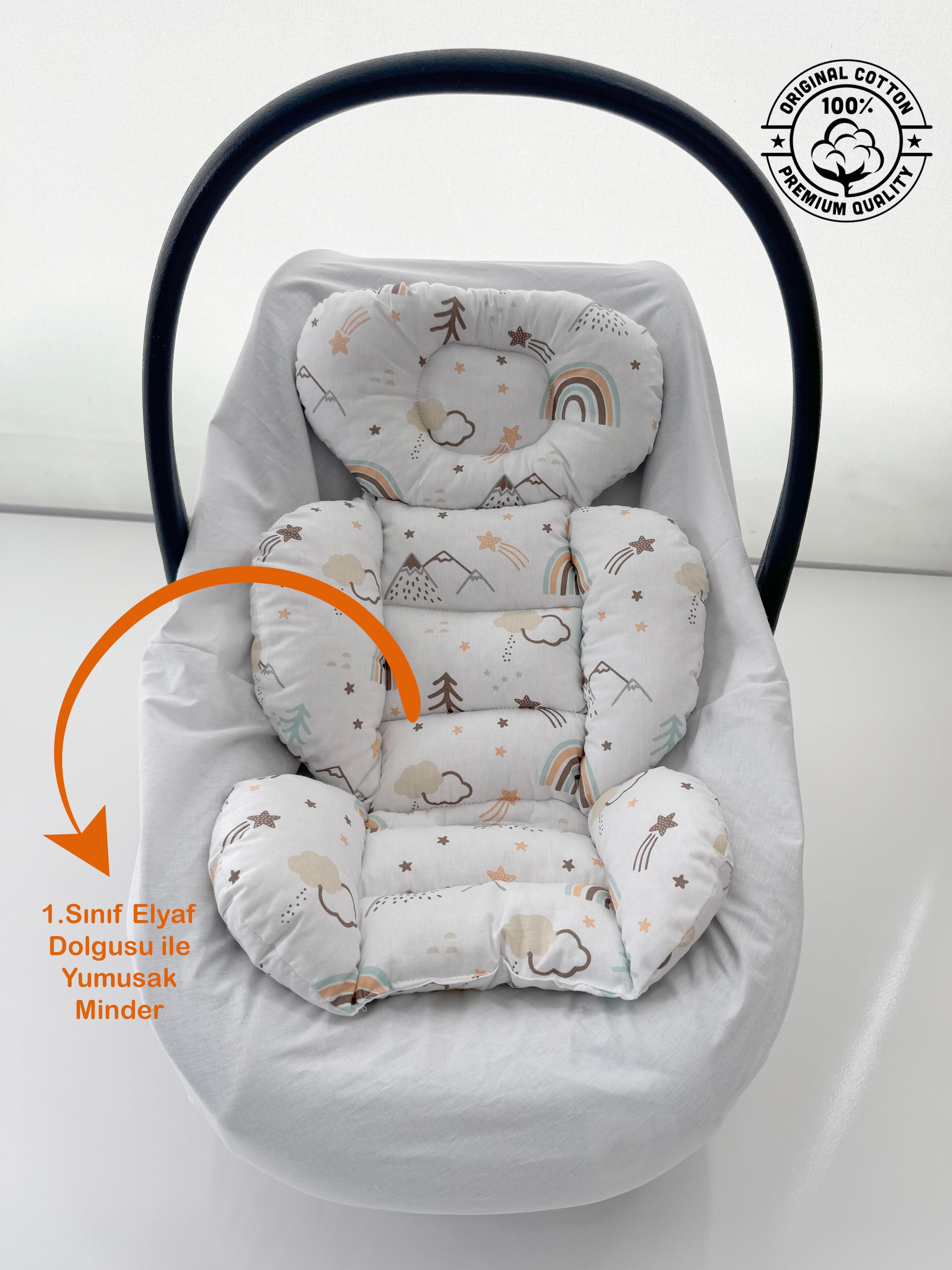 Jaju Baby Dağ ve Gökkuşağı Desenli Puset Minderi  Oto Koltuğu Minderi