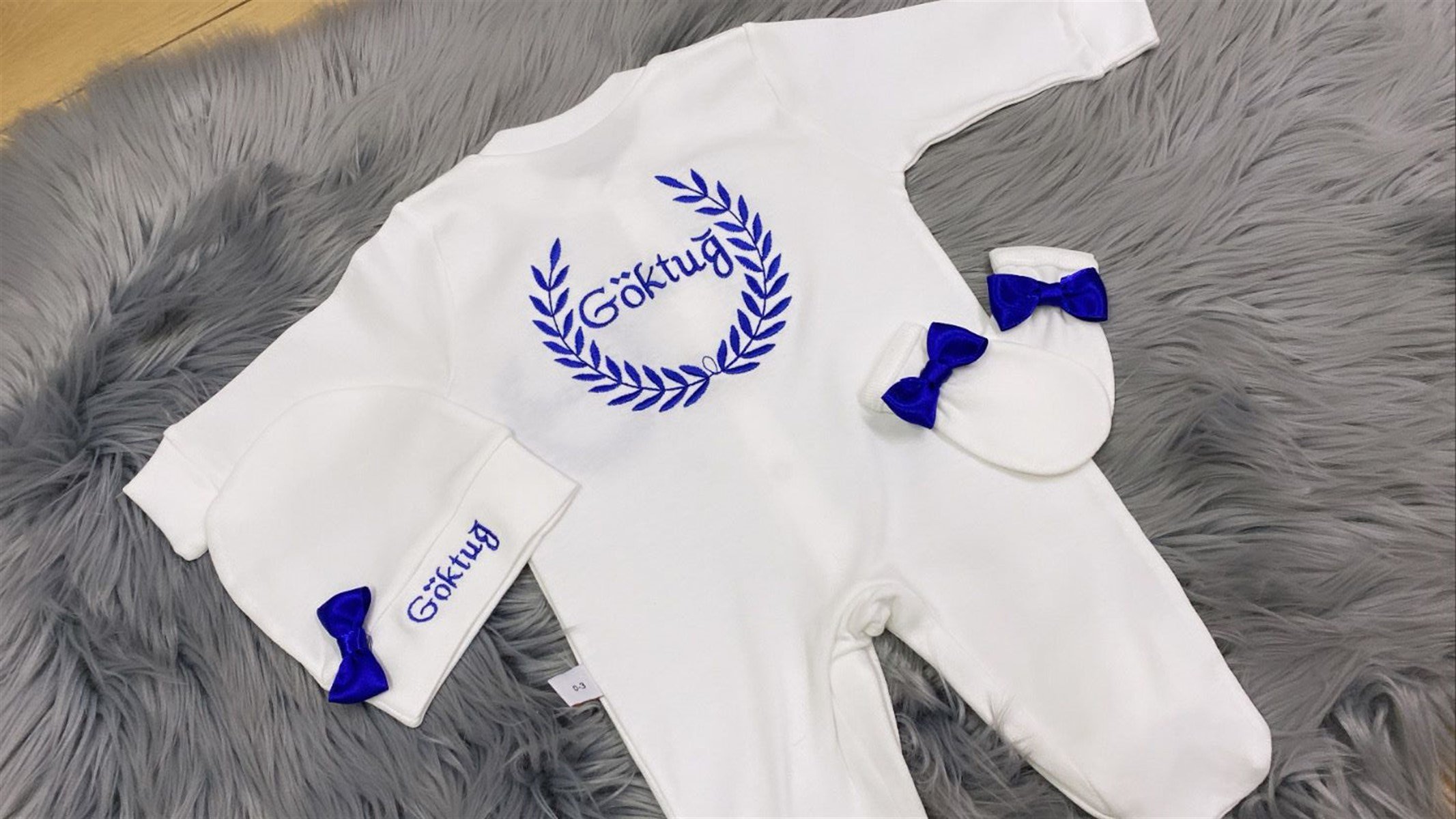 Jaju Baby Desen ve İsim İşlemeli Bebek Tulum Set