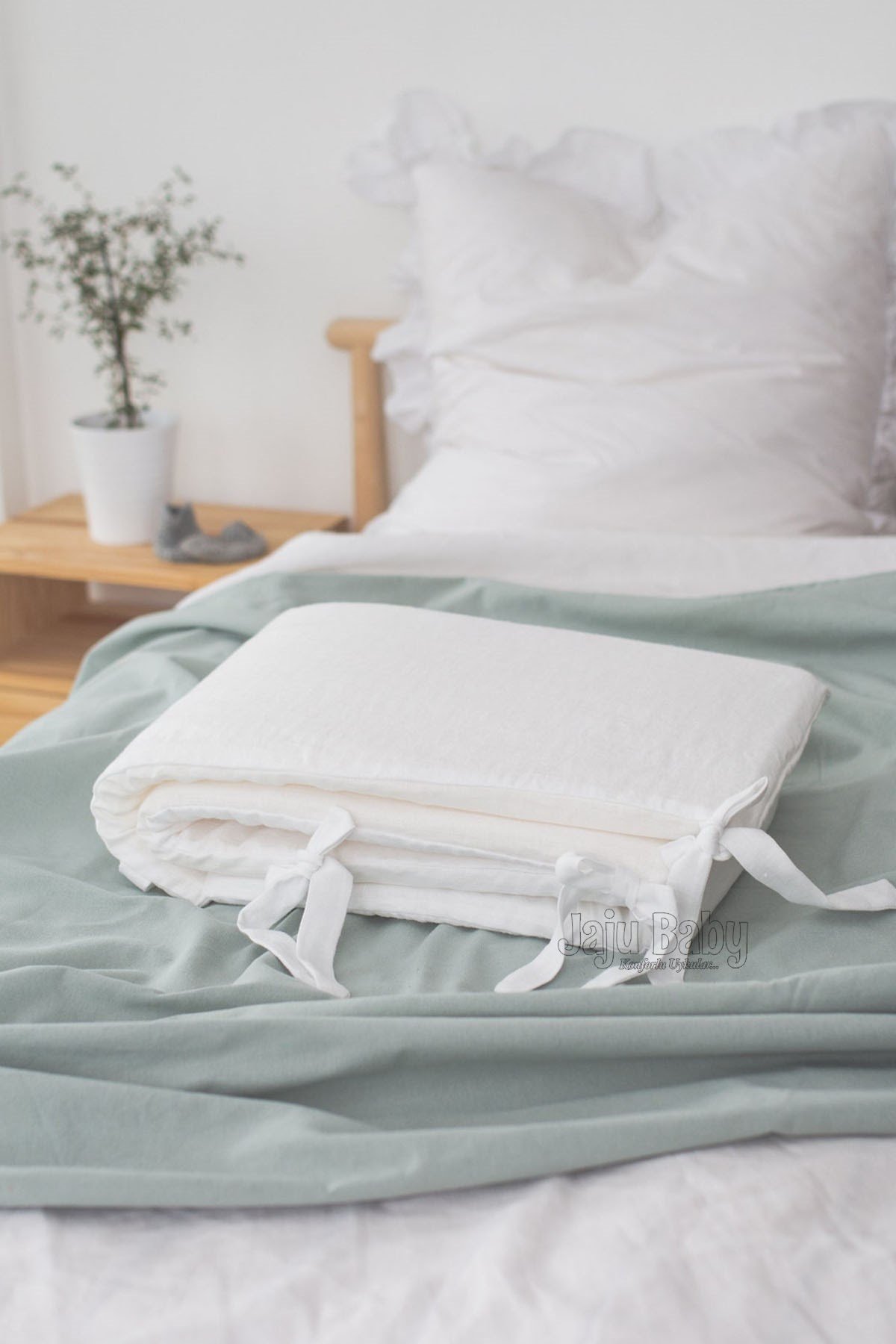Jaju Baby Düz Renk Beyaz Beşik Kenar Koruma Özel Ölçü