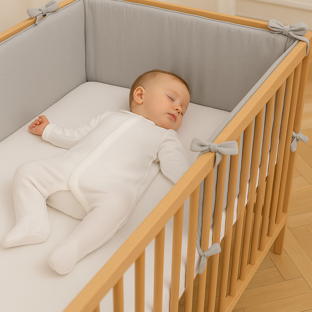 Jaju Baby Düz Renk Gri Beşik Kenar Koruma Özel Ölçü