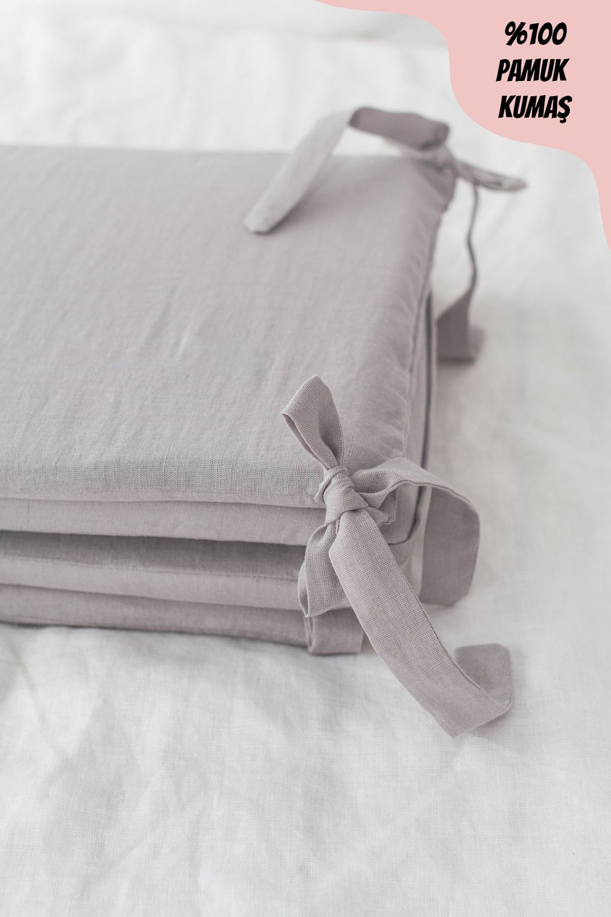 Jaju Baby Düz Renk Gri Beşik Kenar Koruma Özel Ölçü