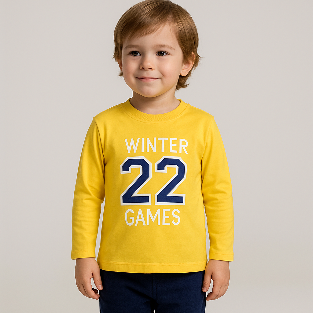 Jaju Baby Erkek Bebek Sarı Renk 22 Yazılı Sweatshirt