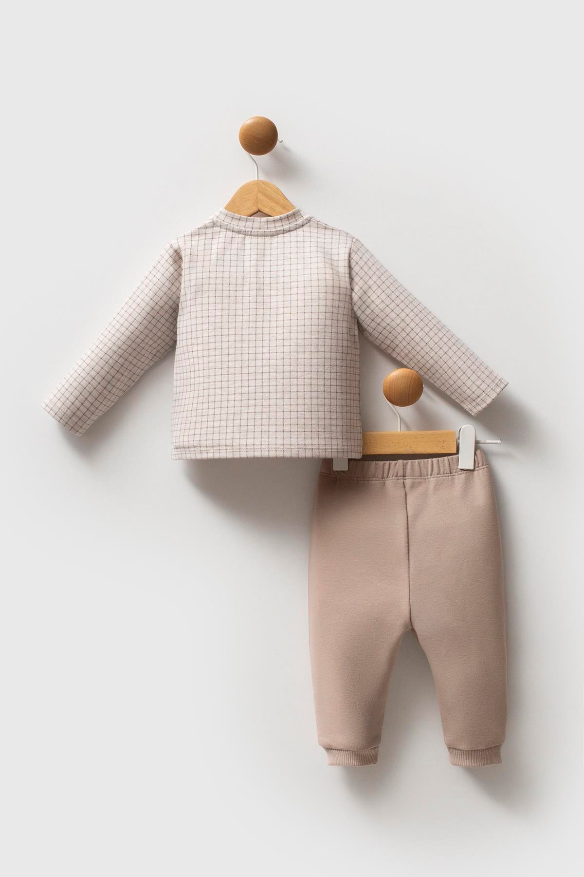 Jaju Baby Erkek Bebek U.S. POLO Assn.  BEJ MELANJ - İki İplik - 2 li Takım USB2576 - V1 