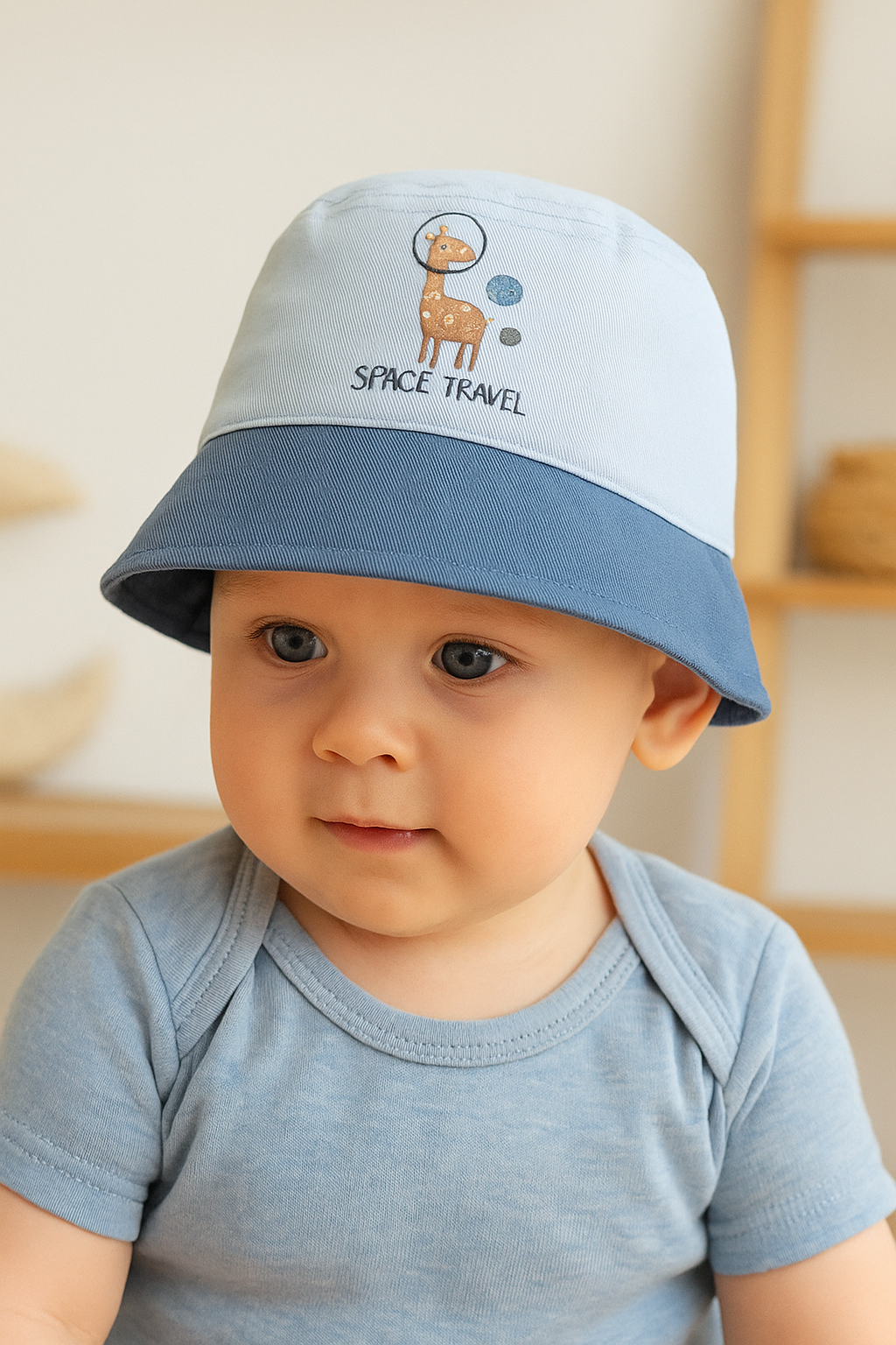 Jaju Baby Erkek Çocuk 0-18 Ay Mavi  Zürafa Desenli Fötr