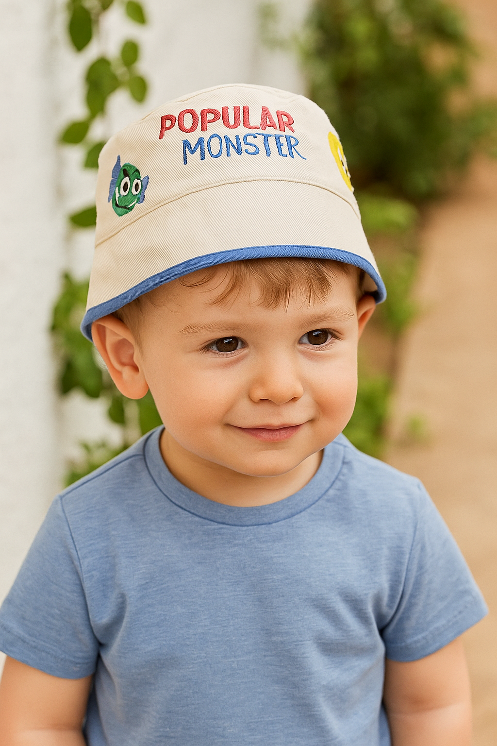 Jaju Baby Erkek Çocuk 1-3 Yaş Populer Monster Krem Fötr Şapka