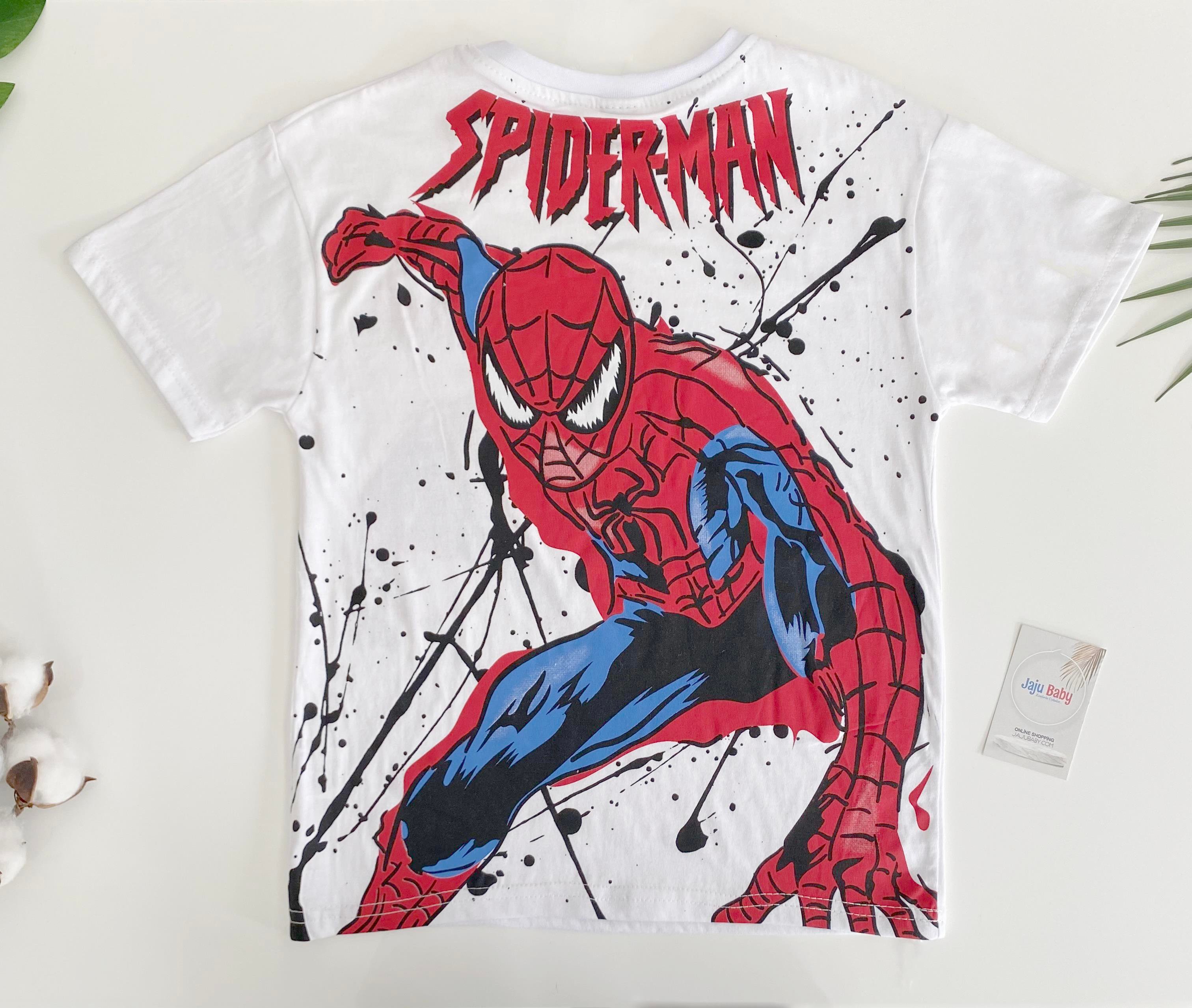 Jaju Baby Erkek Çocuk Arkası Spiderman Baskılı T-shirt Ve Kırmızı Şort Takım