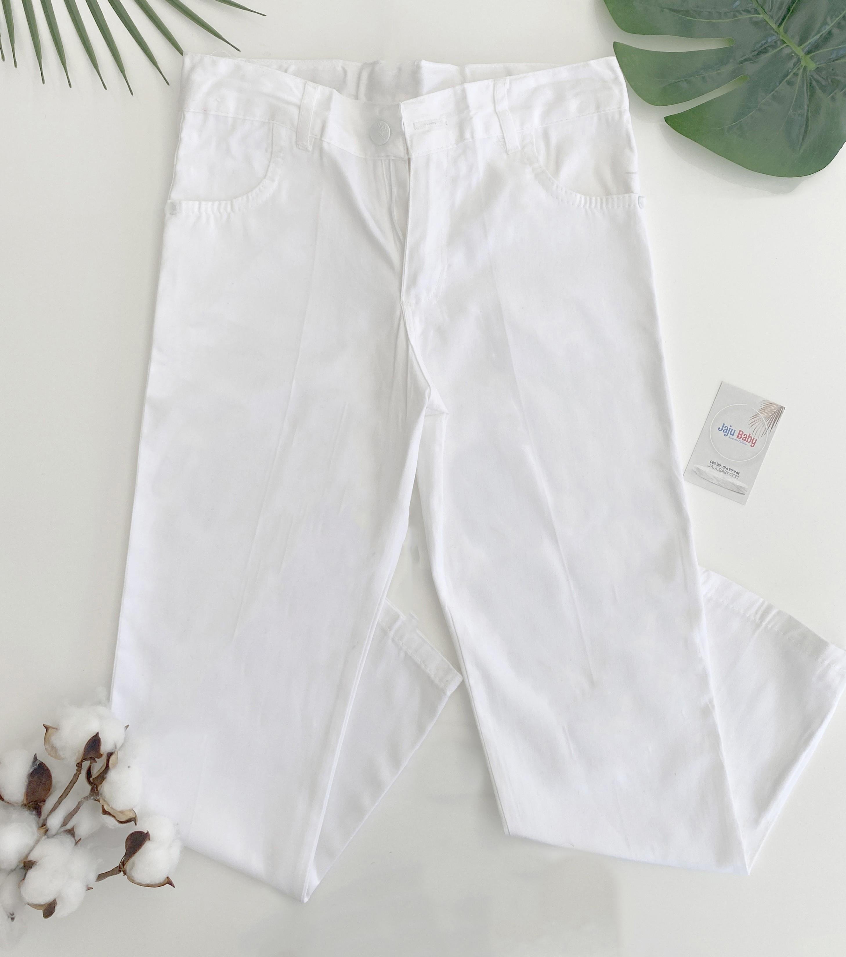 Jaju Baby Erkek Çocuk Beyaz Renk Keten Pantolon