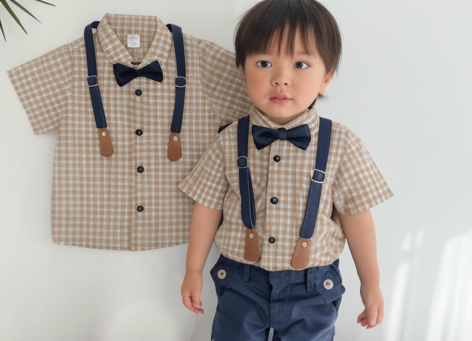 Jaju Baby Erkek Çocuk Kareli Gömlek Şort Askılı Takım