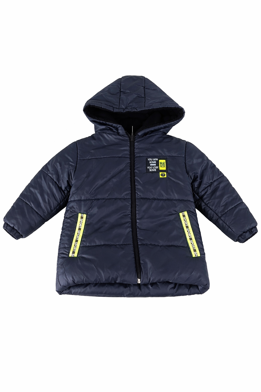 Jaju Baby Erkek Çocuk Lacivert Önü Yazılı Kapüşonlu Mont