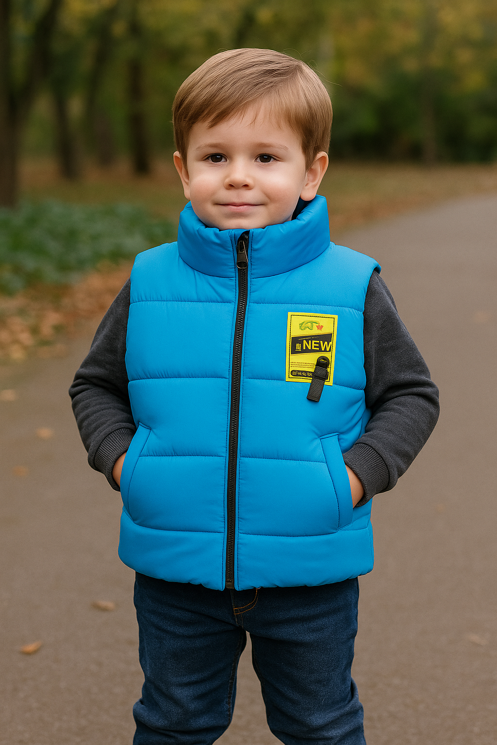 Jaju Baby Erkek Çocuk Mavi Renk Önü Armalı Şişme Yelek