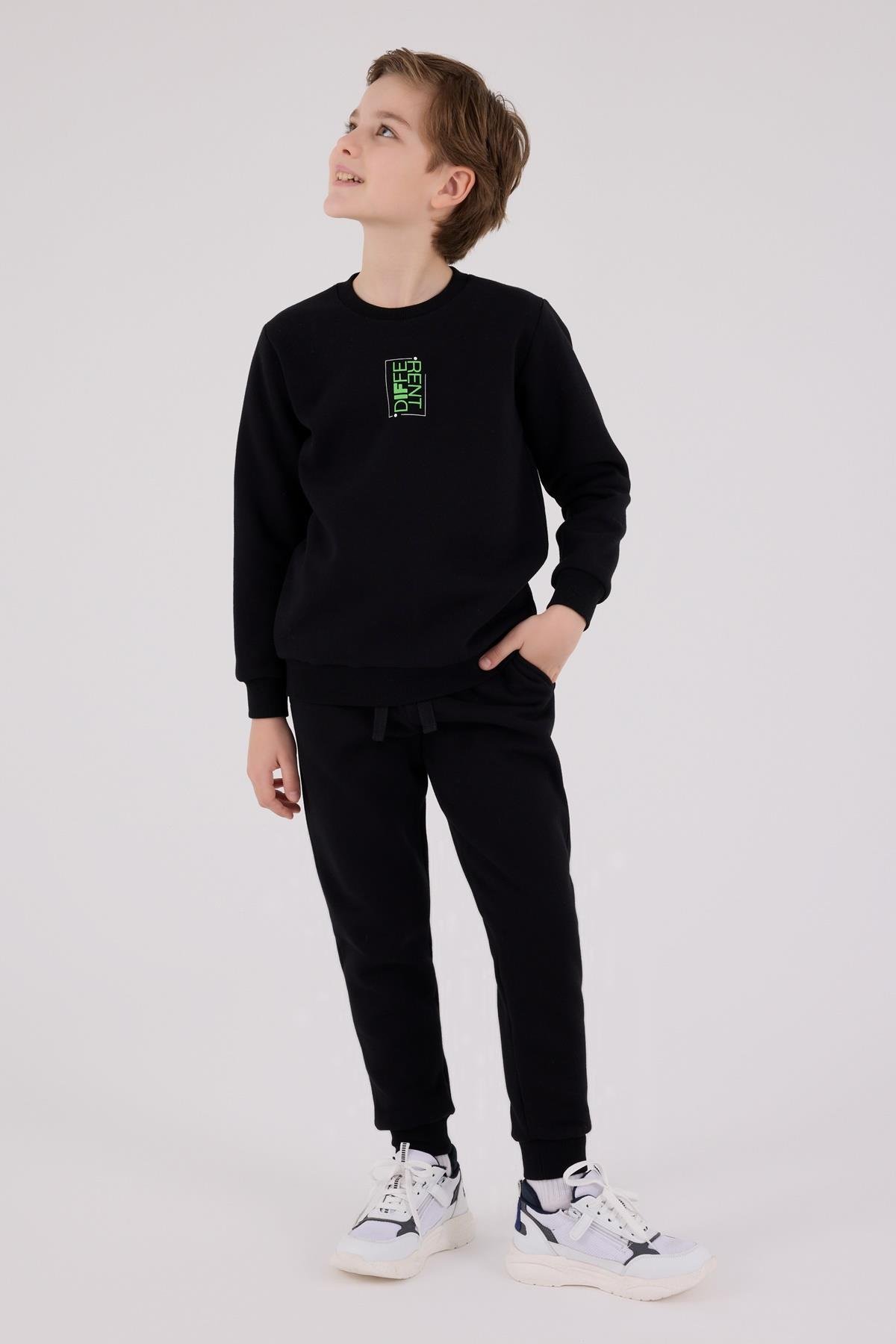 Jaju Baby Erkek Çocuk     SİYAH - Üç İplik Şardonlu - Eşofman Takımı RP3652 - V3