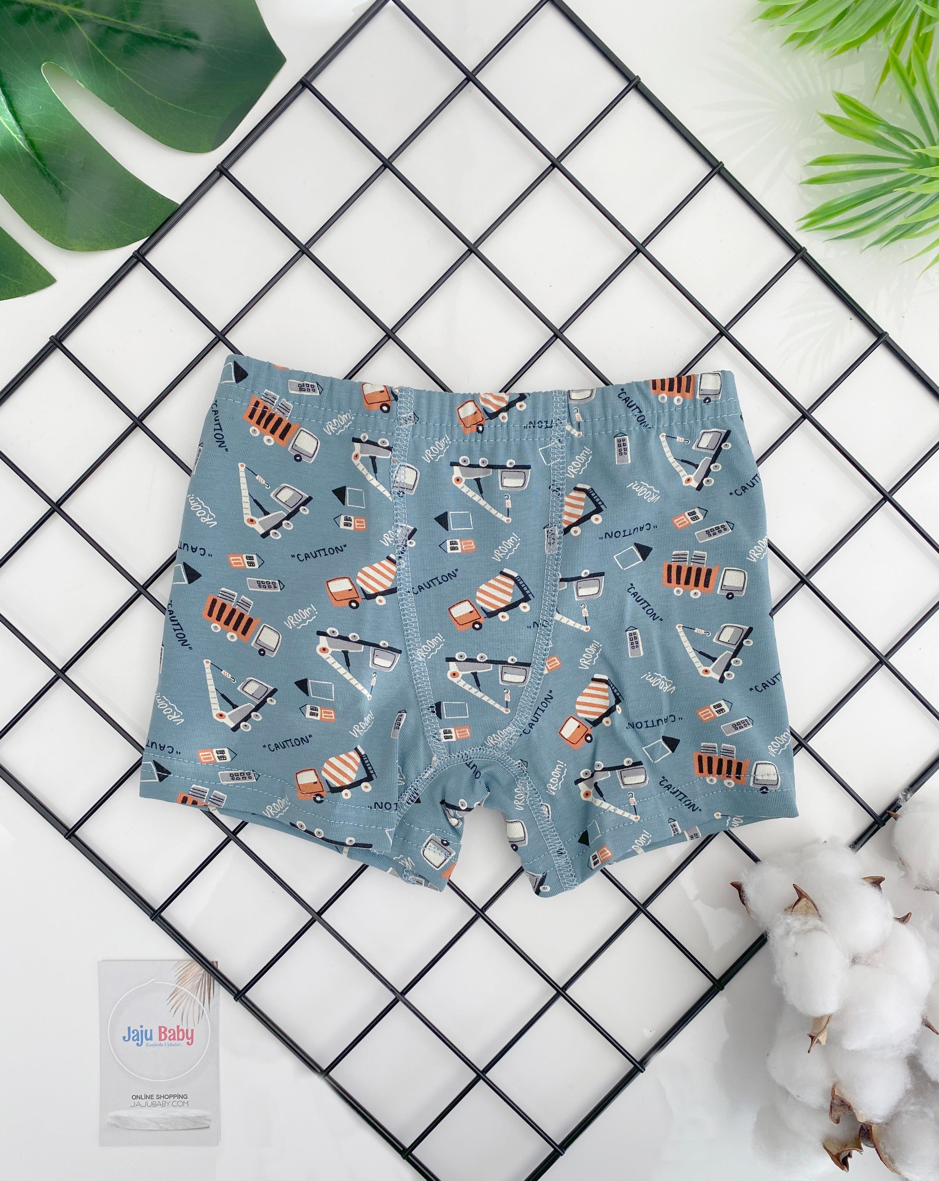 Jaju Baby Erkek Çocuk Yeşil Renk Desenli Boxer