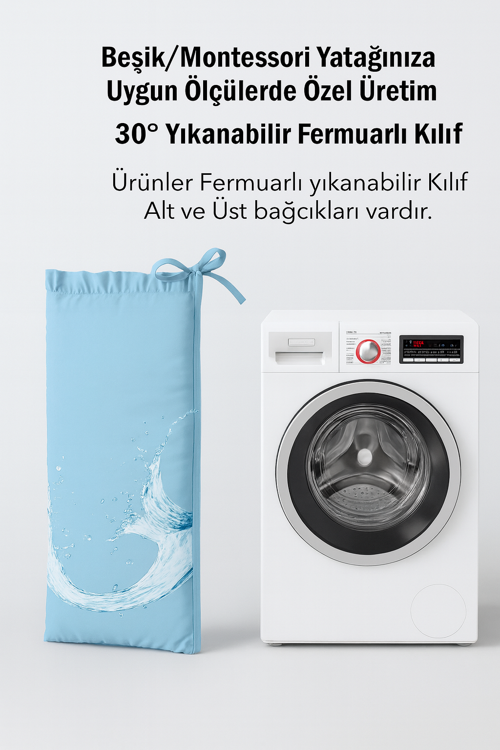 Jaju Baby Fırfırlı Beyaz Renk Beşik / Montessori Kenar Koruma