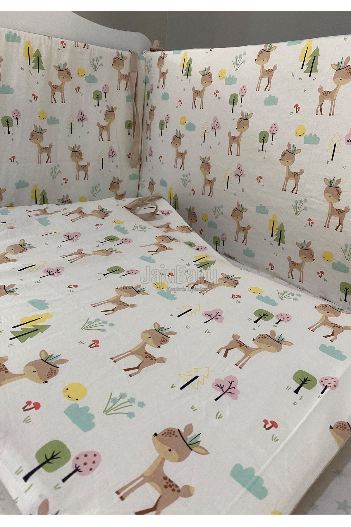 Jaju Baby Geyik Desenli Beşik Kenar Koruma Özel Ölçü